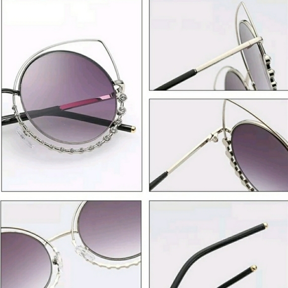 New Luxury Rhinestone Cateye Sunglasses - Picture 6 of 8